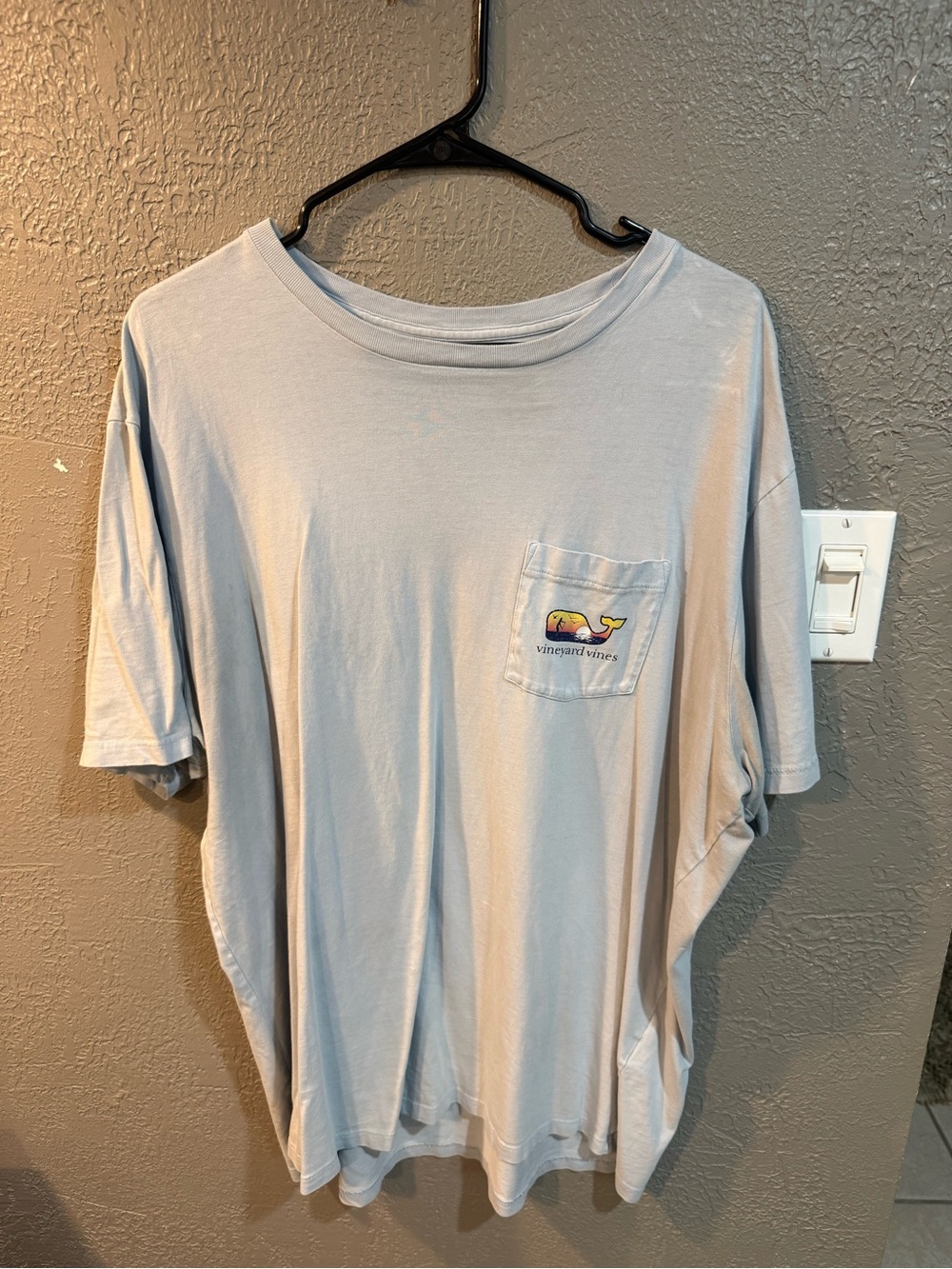 Vineyard Vines Pale Blue Short Sleeve Pocket Tee with Whale Logo